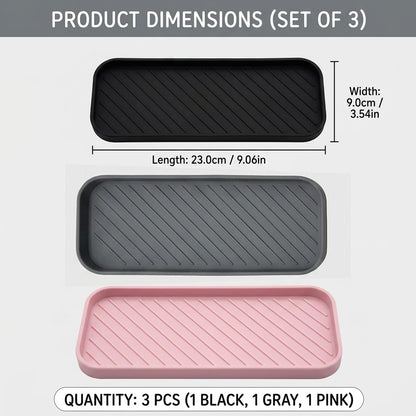 3pcs Sink Tray, Multi-Use Sponge Holder for Kitchen and Bathroom Countertops, Non-Slip Soap Dish, Tray and Utensil Organiser