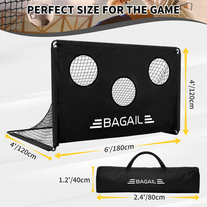 BAGAIL Soccer Goal with Target, 2-In-1 Designed, Football Goal, Portable Carry Bag, Easy to Set up, Ideal for Garden Shooting Training and