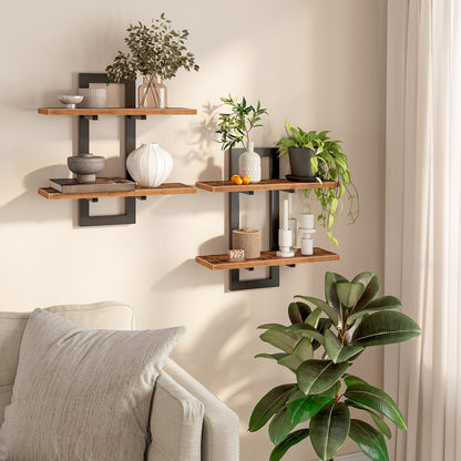HOOBRO Floating Shelves, Wall Shelves Set of 2, Wall Mounted Storage Shelves 2-Tier, Wall Display Racks, Hanging Bathroom Shelves, for Kitchen, Living