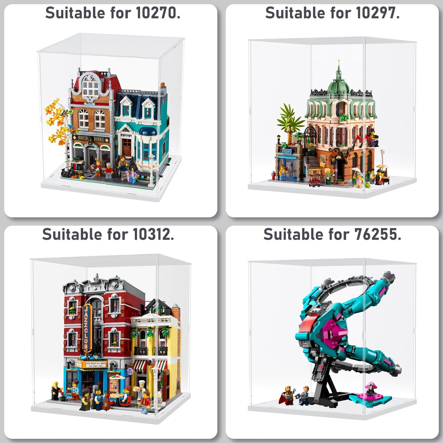 Nynelly Acrylic Display Case for Lego Modular Buildings for Models Figures - Assemble Dustproof Thickened Clear Display Box Cabinet