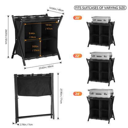 Garden 4 you Luggage Rack,Suitcase Stand for Bedroom,Set of 2, Foldable Suitcase Stand,Portable Folding Tier Suit Case Holder Travel Chest Storage