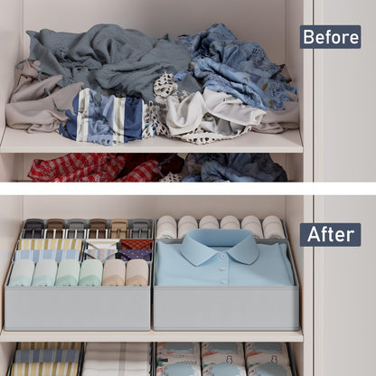 DIMJ 12 Pack Drawer Organisers Foldable Storage Box Fabric Drawer Dividers Wardrobe Storage Organiser Storage Cubes for Bras, Socks, Underwear, Ties