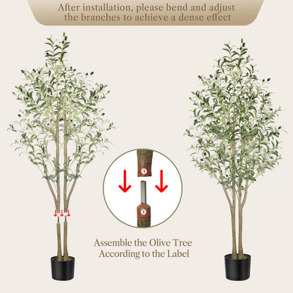 Alupssuc 5FT Artificial Olive Tree with Lifelike Leaves, Indoor Outdoor Faux Olive Tree for Home, Living Room, Bedroom, Balcony, Corner, Office,