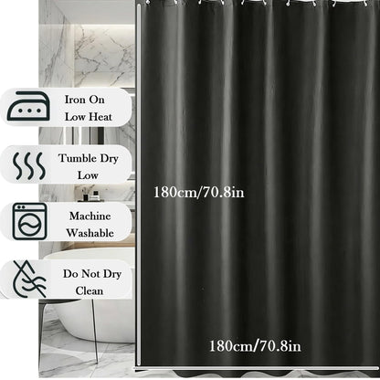 AmzDaKai Shower Curtain PEVA, Waterproof Anti-Mould Bath Curtain with Weight Tape & 12 Hooks, 180x180 cm (71x71 Inch) for Bathroom (Black)