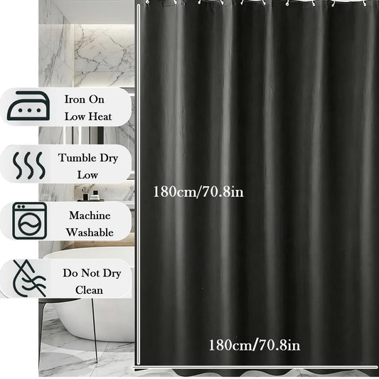 AmzDaKai Shower Curtain PEVA, Waterproof Anti-Mould Bath Curtain with Weight Tape & 12 Hooks, 180x180 cm (71x71 Inch) for Bathroom (Black)