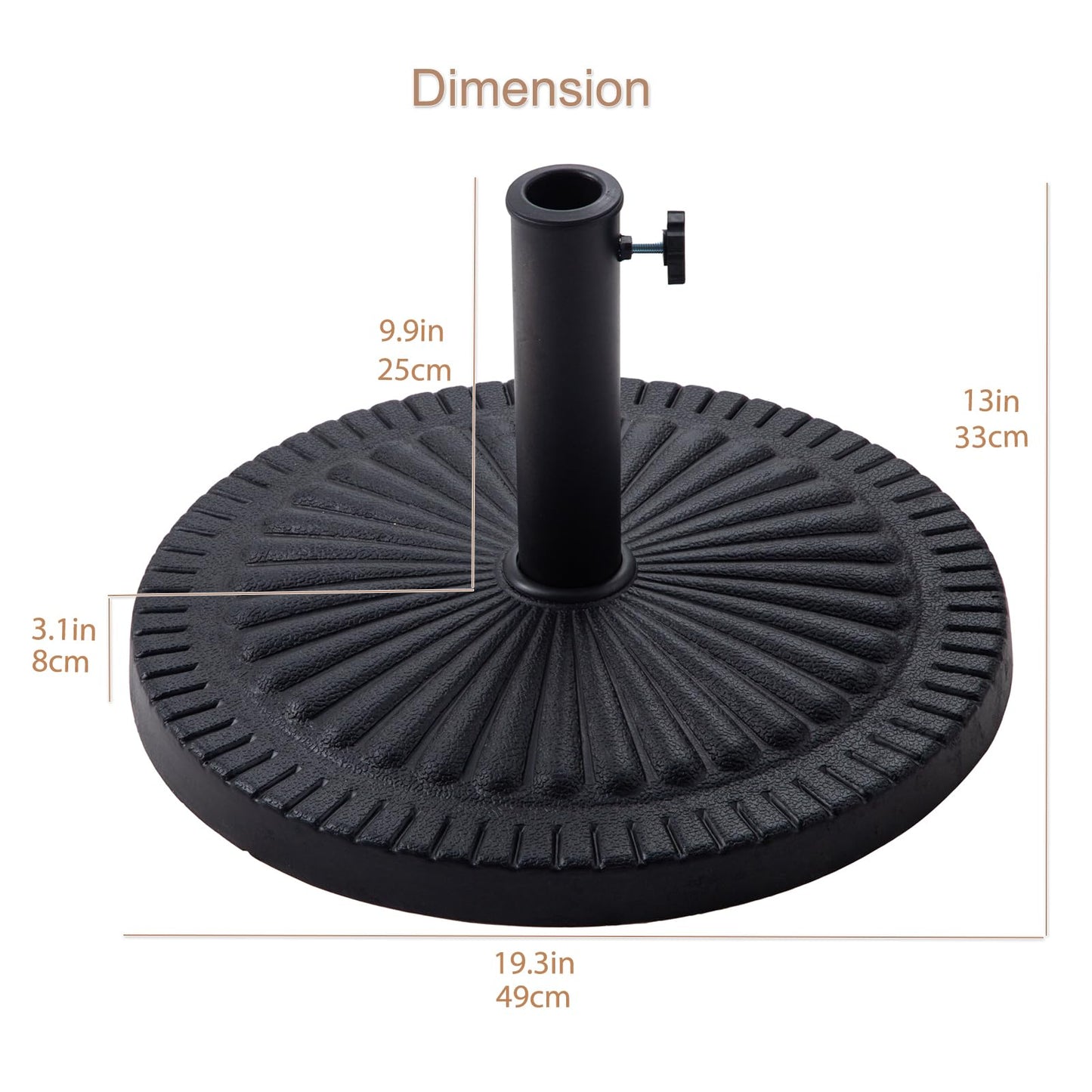 C-Hopetree 14 kg Heavy Duty Round Base Stand for Outdoor Patio Market Table Garden Parasol Umbrella, Black