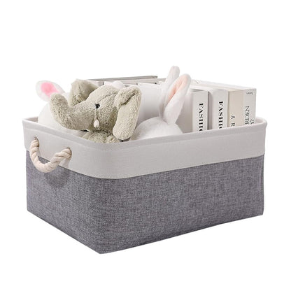 June tech Small Fabric Storage Basket, Waterproof Foldable Storage Baskets, Canvas Storage Boxes for Wardrobe, Bedroom, Office Products