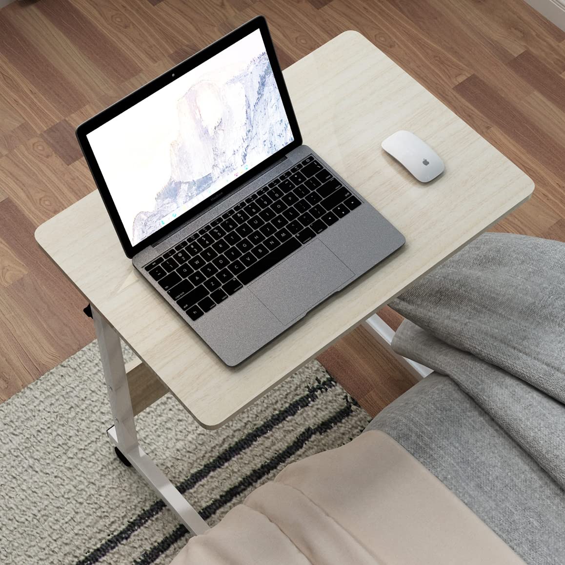 sogesfurniture Laptop Table Height Adjustable, Mobile Laptop Stand Coffee Table Side Table, portable Laptop Desk Tray for Sofa, Bed, Balcony, Garden