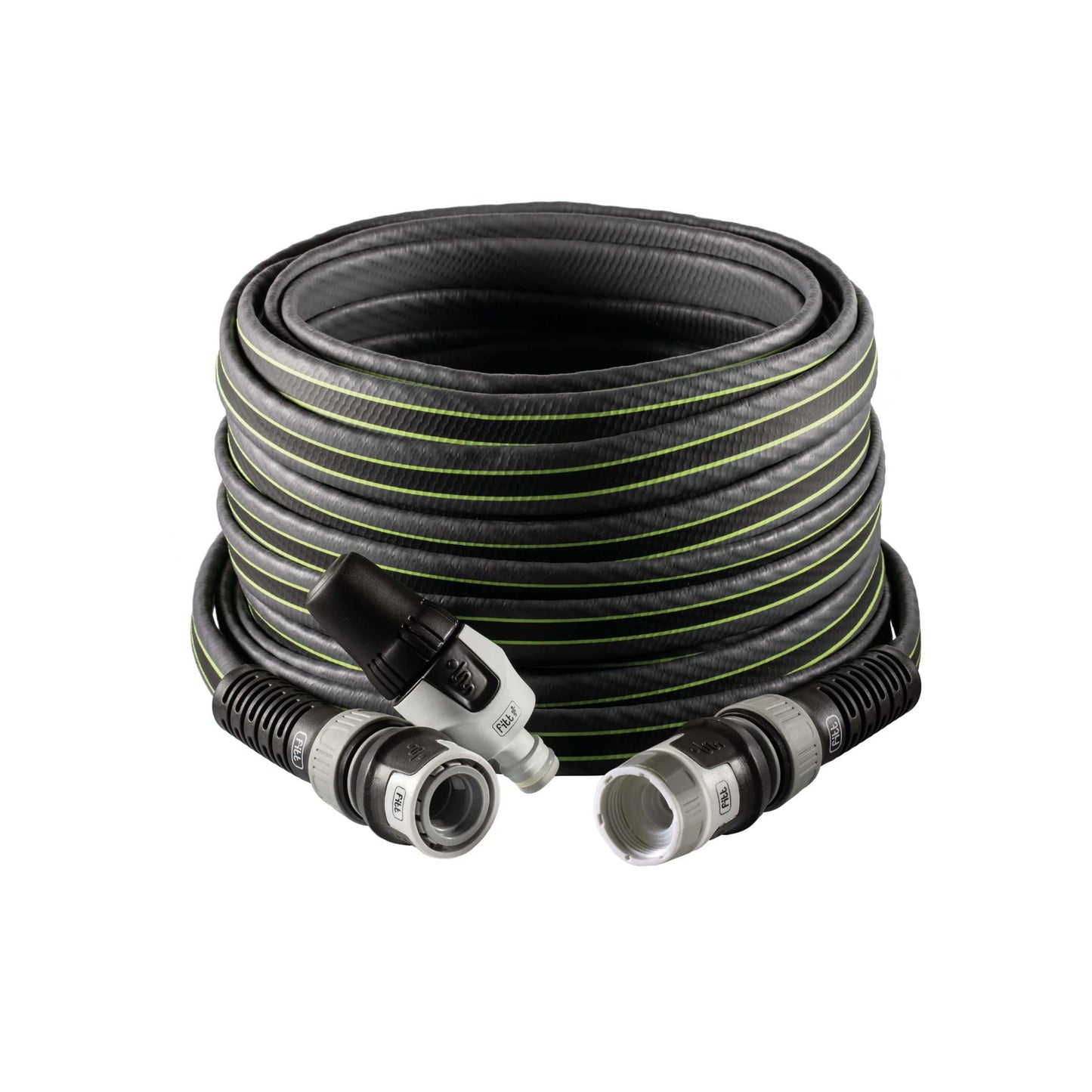 FITT Force 30m, Water Hose for Garden Irrigation, Light, Resistant and Compact, for Intensive Use, with Nozzle, Colour Grey-Lime, -43% CO2e