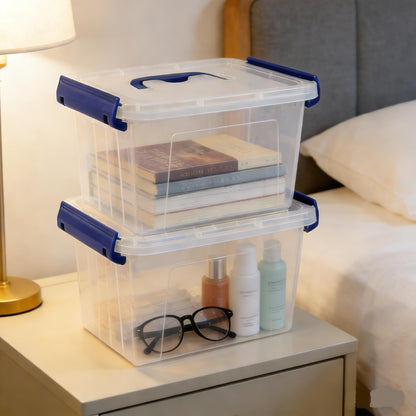 Parlynies 3L Plastic Storage Container Bin with Latching Lid, Small Storage Bin Tote Stackable and Nestable Organizing Box, Pack of 6