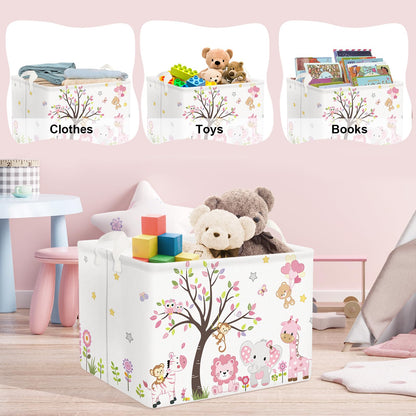 Clastyle Forest Animal Baby Laundry Hamper Collapsible Tree Clothes Kids Storage Basket Waterproof Boys Girls Toy Box for Nursery Room