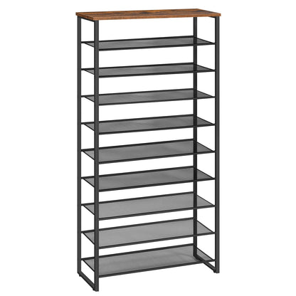 HOOBRO 10-Tier Shoe Rack, Large Capacity Shoe Storage Organizer, Shoe Storage Unit for 27-36 Pairs of Shoes, 75 x 28.5 x 159 cm, Tall Shoe Shelf,