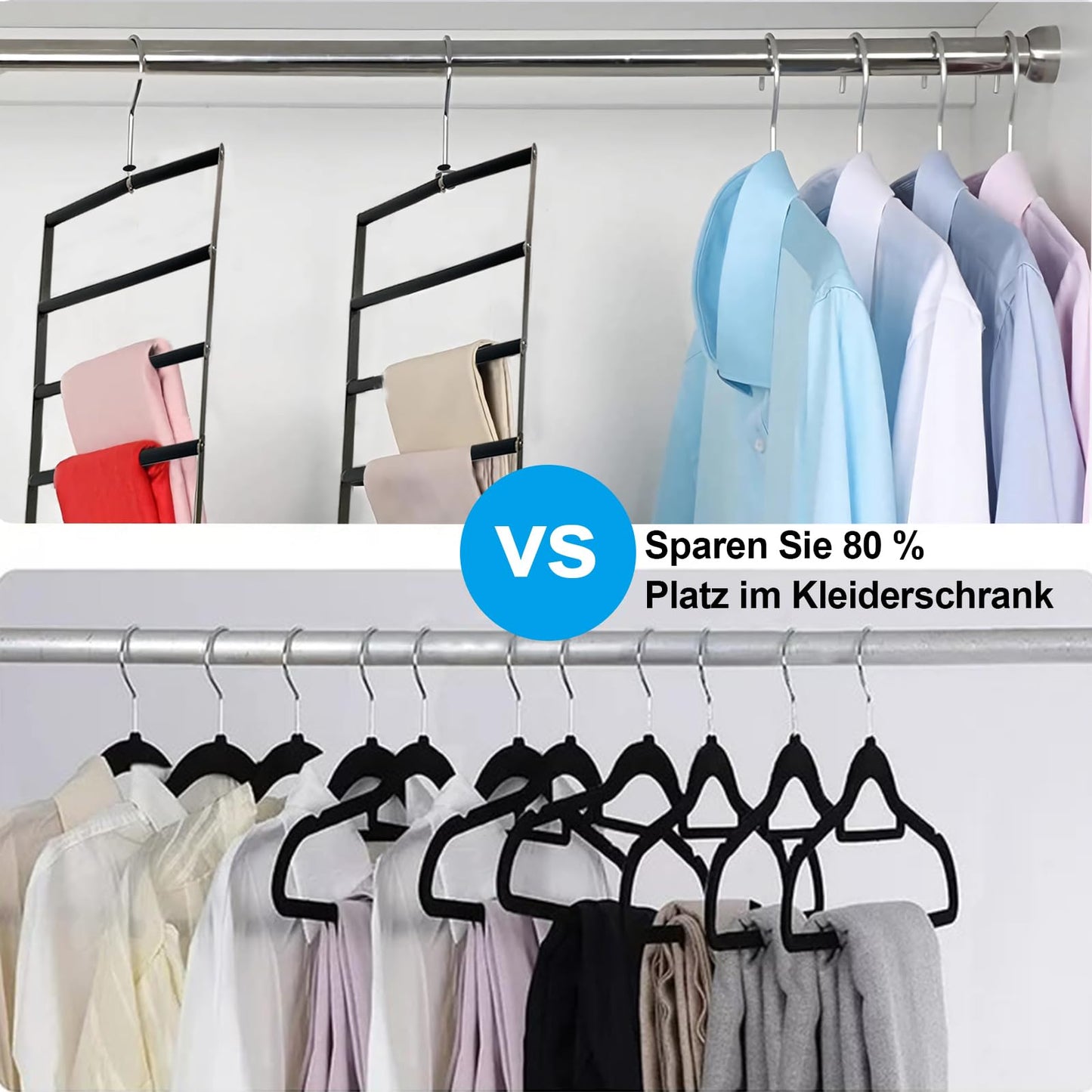 Loputon Trouser Hangers, Pack of 2 Trouser Hangers, Space-saving, Foldable Non-Slip Trouser Stand Made of Stainless Steel