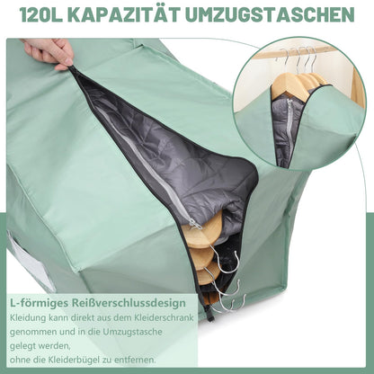 Dntorx 8 Pack 120L Moving Bags and Storage Bag Dorm Moving Essential, Green