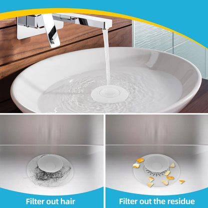 HUAERSICO Universal Silicone Drain Plug - Washbasin Plug and Bathtub Plug with Press and Hair Strainer Function