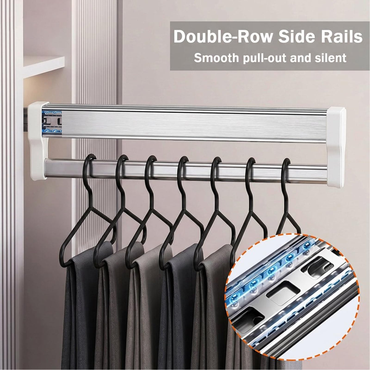 MAFAGE Pull Out Clothes Rail, Adjustable Wardrobe Rail Hanger Rack 447mm