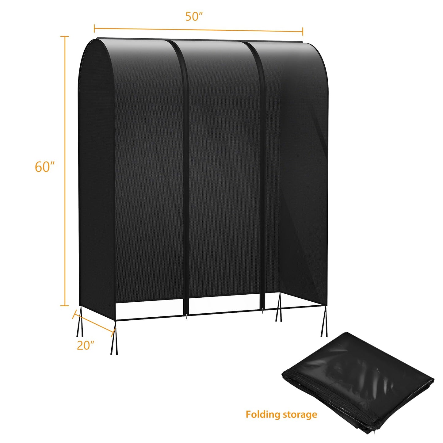 Syeeiex 4ft Transparent Clothes Rail Cover with Double Strong Zipped