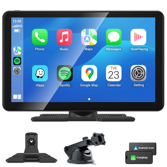 Wireless Apple CarPlay Android Auto Screen, Car Stereo 9" 1080P Touch Screen Portable Navigation Radio Vedio Player Bluetooth WiFi, Voice Control,