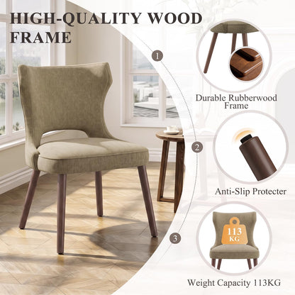 MALOL Upholstered Dining Chairs Set of 6, Dining Room Chairs with Hollow Backrest, High Back Kitchen Chairs with Solid Wood Legs, Thick Seat Cushion