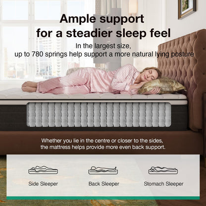 Novilla Small Single Mattress 2FT6 – 27CM Medium Firm Memory Foam Hybrid Mattress with 7-Zone Pocket Sprung Support, Motion Isolation