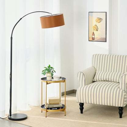 Mordchil EU 2-Tier Round End Side Table, Small Metal Side Table with Removable Tray, Folding Accent Tables for Living Room, Balcony