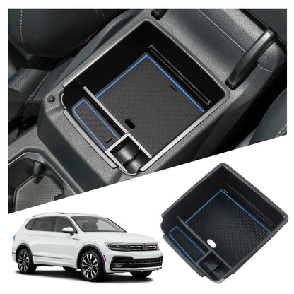 Ruiya Compatible with VW Tiguan 2 MK2 2017-2023 Centre Console Storage Box, Tiguan 2 Armrest Organiser Tray Centre Armrest Car Storage Box Centre