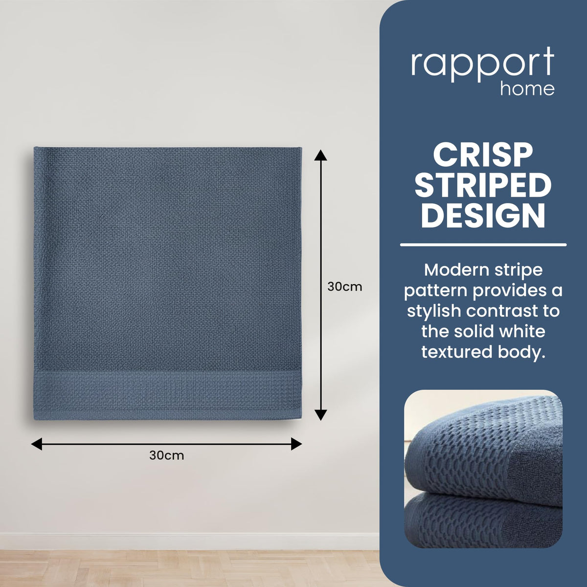 Rapport Home Eden Weave Face Towels 2-Pack Luxurious 100% Cotton 500gsm Soft Absorbent Face Cloths, Oeko-Tex Certified Bathroom Hand Towels