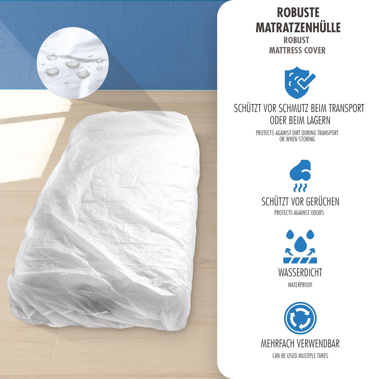 haggiy Mattress Cover Storage Bag 80-100cm Wide Mattresses Tear-Proof