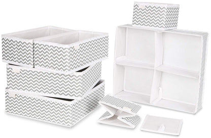 Unique Impression Set of 7 Drawer Organisers For Underwear, Socks, Clothes, Shirts, Bras, Ties, Scarves, Baby Clothes - Drawer Dividers For Wardrobes
