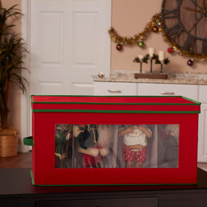 Household Essentials Holiday Vision Storage Box Chest, Fabric, Red & Green, 8-Piece Figurine