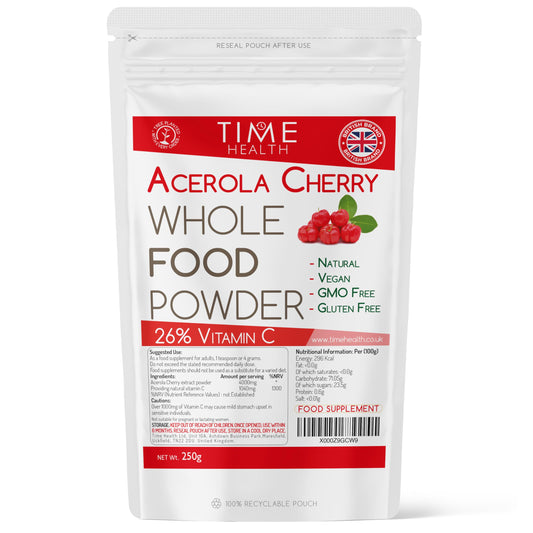 Acerola Cherry Spray Dried Juice Powder - Natural & Wholefood VIT C - 100g 250g 500g 1kg (250g Powder Pouch)