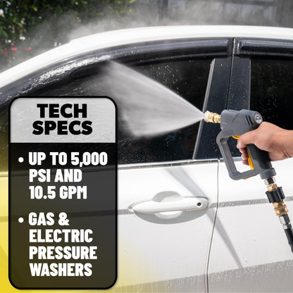 Chemical Guys EQP402 Snubby Pressure Washer Gun, Foam Cannon Attachment, for Gas & Electric Pressure Washers, Black/Red