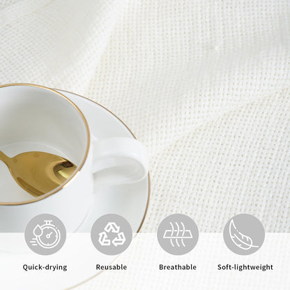 HSOFTIFY 100% Linen Face Cloth for Washing 4 Pack with Hanging Loop, White