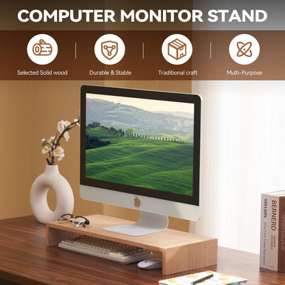 KIRIGEN Wooden Monitor Stand, 59 cm Desk Riser, Natural
