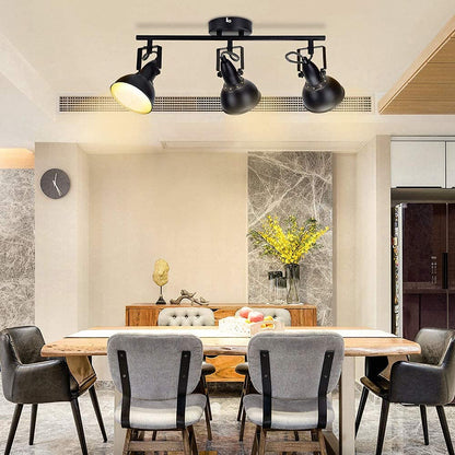 Depuley Retro 3 Way Swiveling Ceiling Spotlight, Kitchen Lights with 3 Trumpet-Shaped Shade, Black-Gold Metal Iron Cover, Rotatable Ceiling Lighting