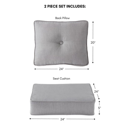 Greendale Home Fashions Outdoor 2-Piece Sunbrella Fabric Deep Seat Cushion Set, Concrete