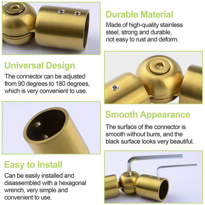 UFURMATE Adjustable Corner Connector 2Pcs Stainless Steel Heavy Duty Window Curtain Rod Corner Connector from 90 Degrees to 180 Degrees for 1 Inch