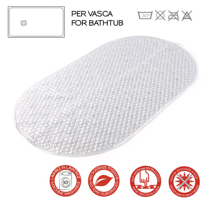 Gedy G-Solid Non-Slip Bath Mat with Suction Cups, Size: 39 x 69 cm, Transparent Finish, R&S Design, 100% Made in Italy, Machine Washable, 2 Years