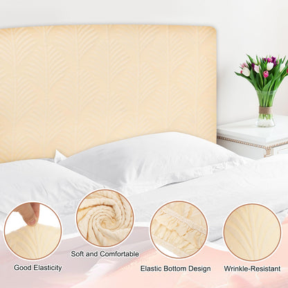 sourcing map Bed Headboard Slipcover, 200cm Jacquard Fabric Stretch Protector Covers, Dustproof Cover for King Size Headboard Bedroom Decor, Beige