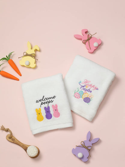 NEWLIGHTURE Easter Hand Towels 100% Cotton Embroidered Green Gnome Shamrock Decorative Bathroom Kitchen Dish Towels Set Gift Set of 2 14x29inch