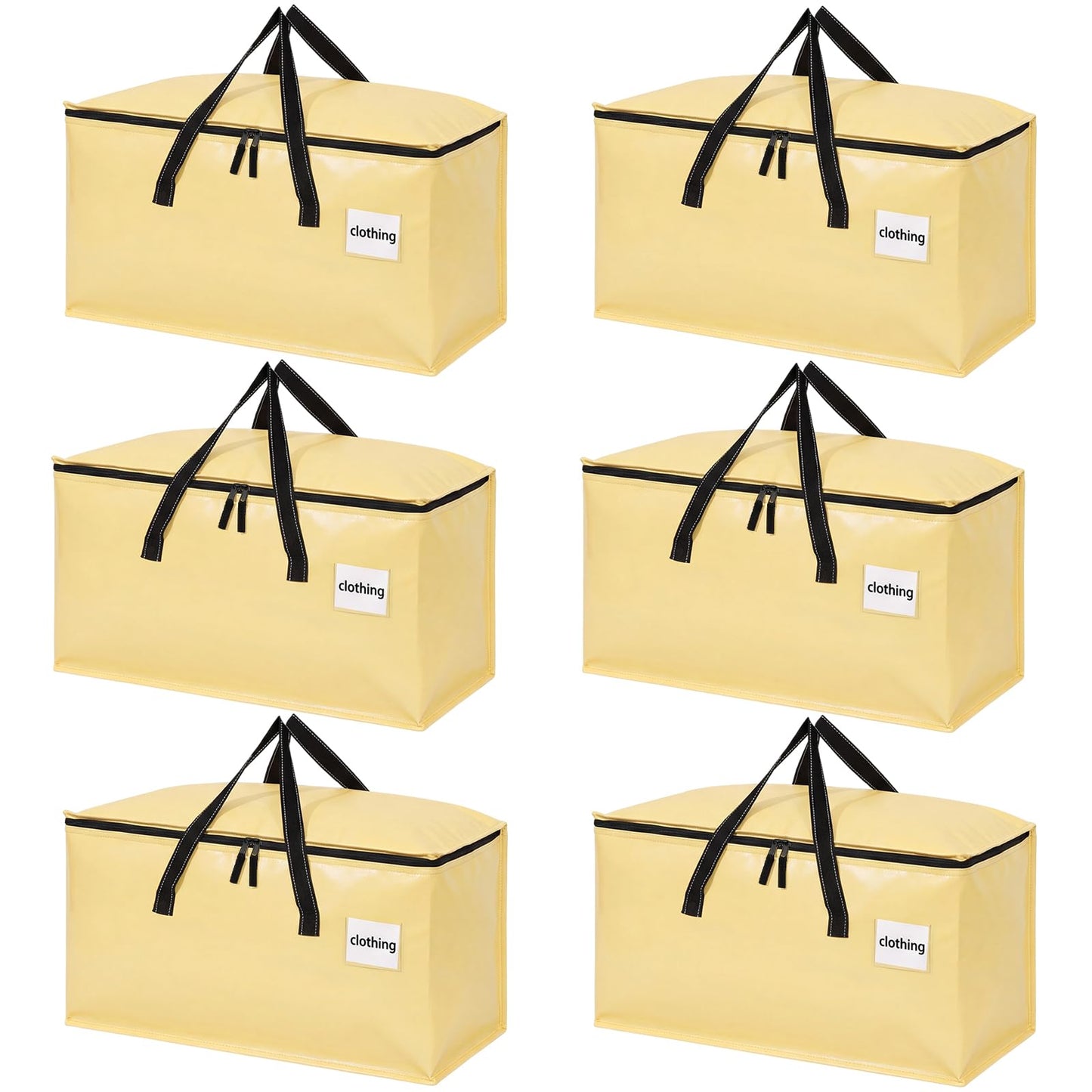 Dntorx 6 Pack 90L Moving Bags,Waterproof Moving Boxes with Zips,Pale Yellow