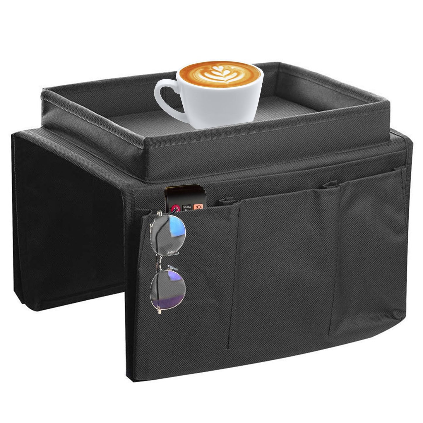 JKYVAA Sofa Armchair Tray Organiser Waterproof Sofa Arm Chair Table Tray TV Remote Control Holder Non-Slip Armrest Couch Cup Holder Organizer with 4