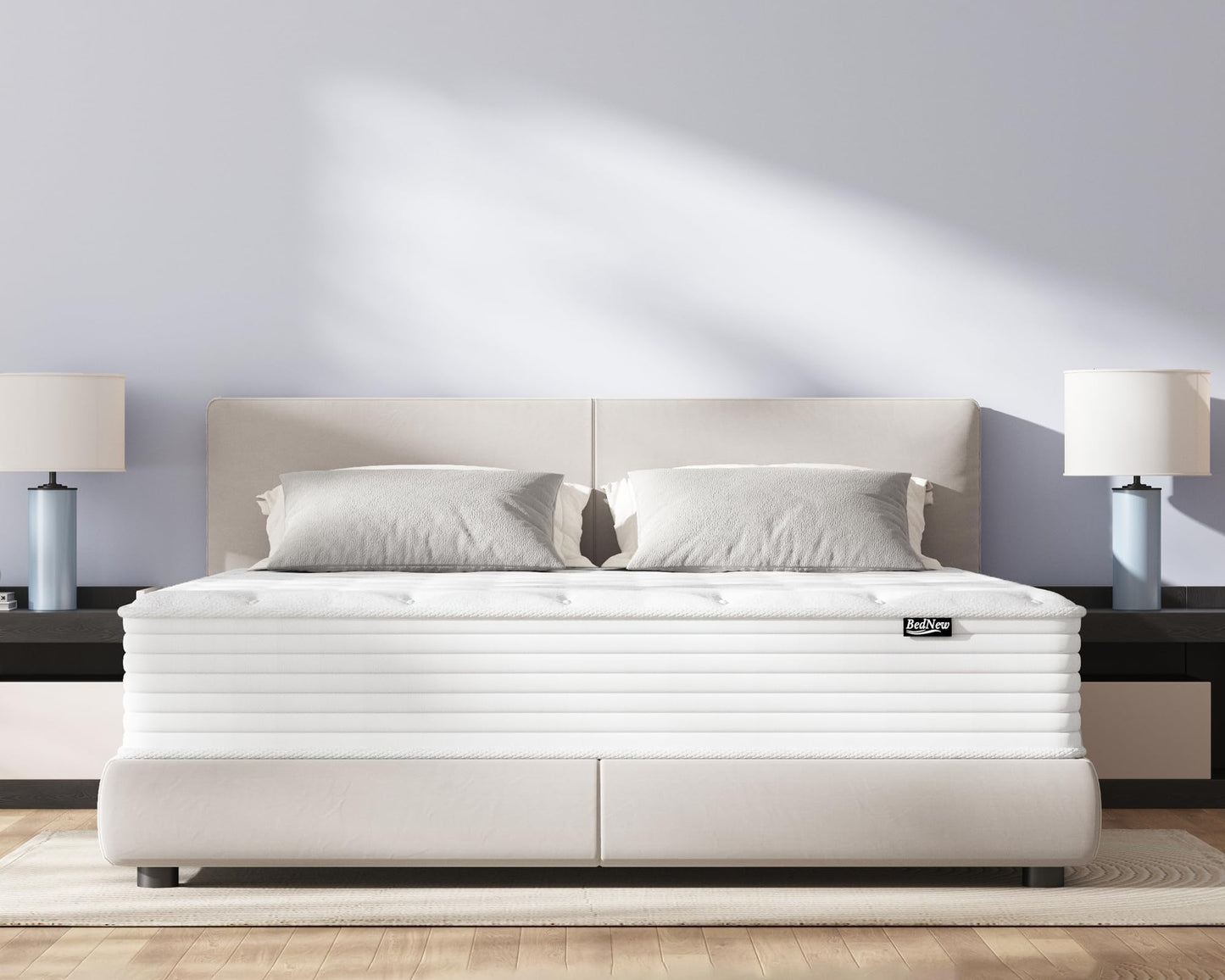 Bednew European Single Size Mattress, 12 inch Medium-Firm Hybrid Mattress with Memory Foam & Pocket Springs