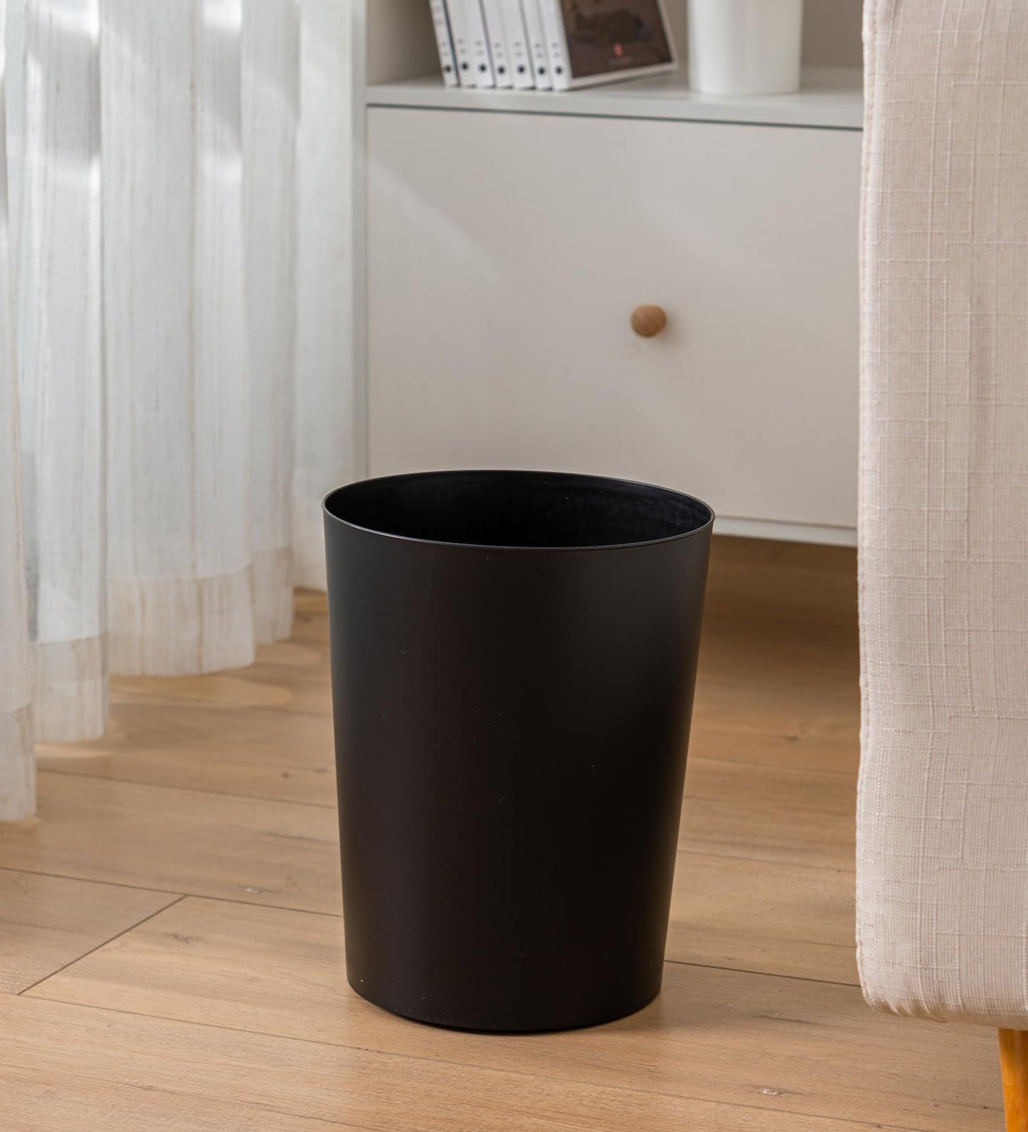 Cetomo 7.2L*3 Plastic Waste Paper Bin, Trash Can, Small Bins, Bedroom Bin, Round Waste Basket for Kitchen Rooms, Nesting, Matte, Frosted, Minimalist