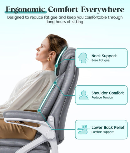 CHI ENERGY Executive Office Chair, Ergonomic Desk Chair with Padded Flip-up Armrests and Cushion