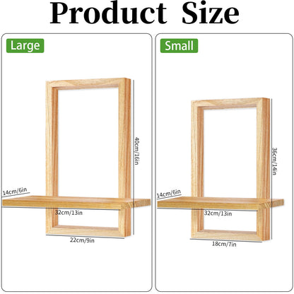 YiYa 2 Pcs Wood Shelves for Wall Decor Modern Boho Wall Shelf Wood Floating Shelf Bohemian Hanging Shelf Display Shelving for Hanging Plants Photo