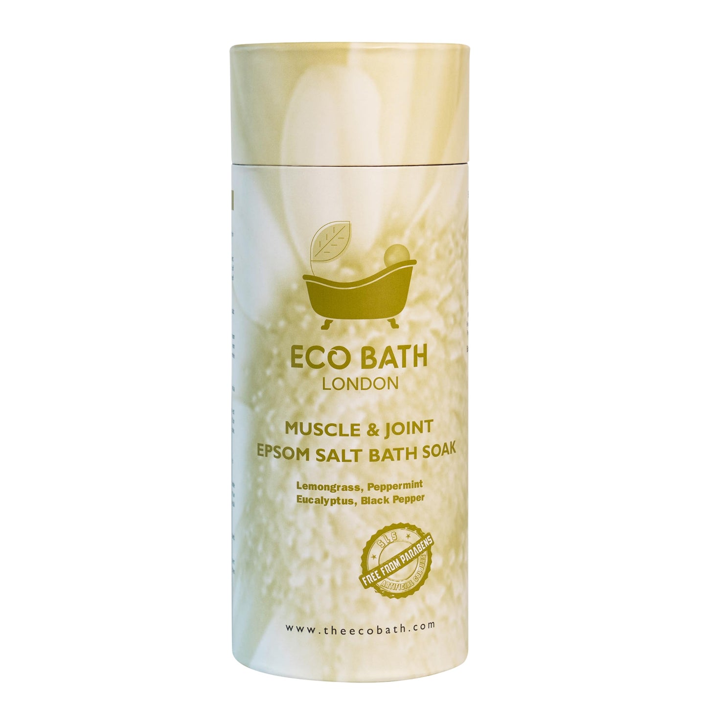 Eco Bath London Muscle & Joint Epsom Salt Bath Soak - Tube 1kg, Magnesium Bath Salts Infused with Lemongrass, Peppermint, Eucalyptus, and Black Pepper