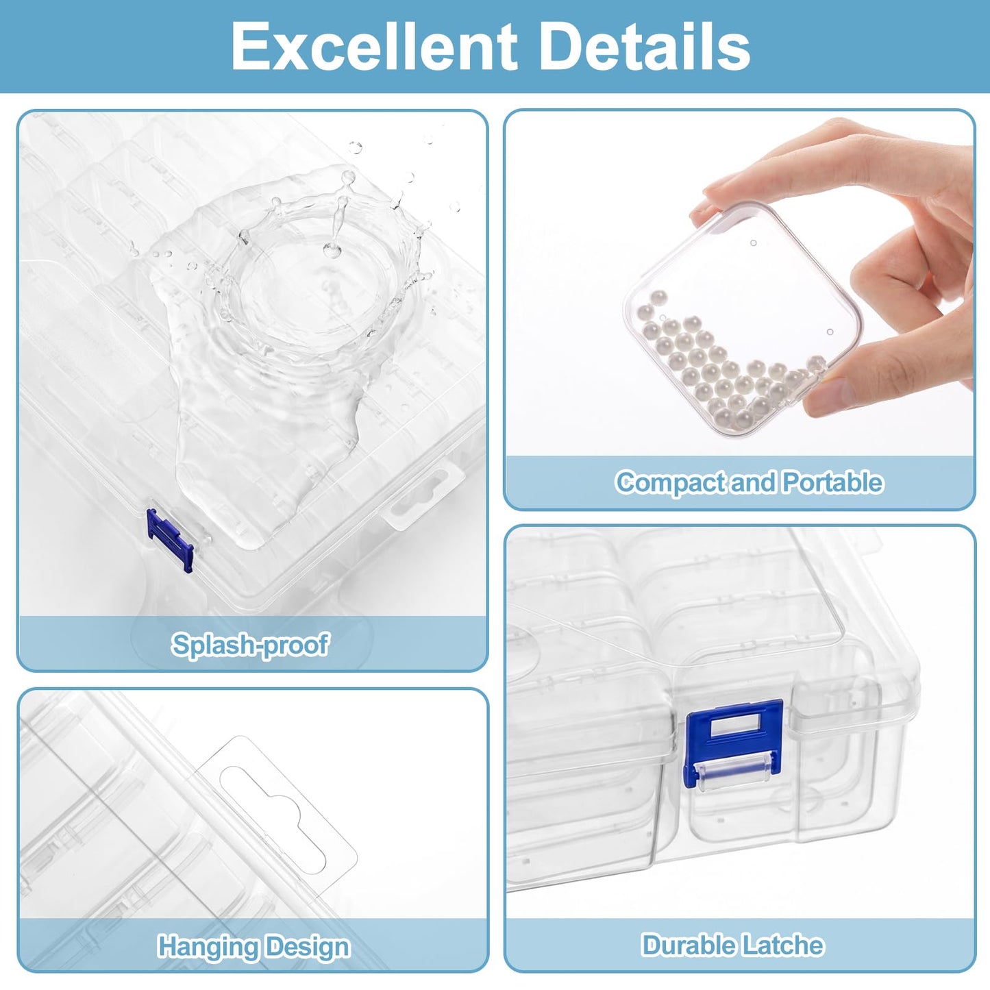 LINYAPRY Bead Organiser Box, 92 Pcs Small Bead Organisers and Storage Plastic Cases