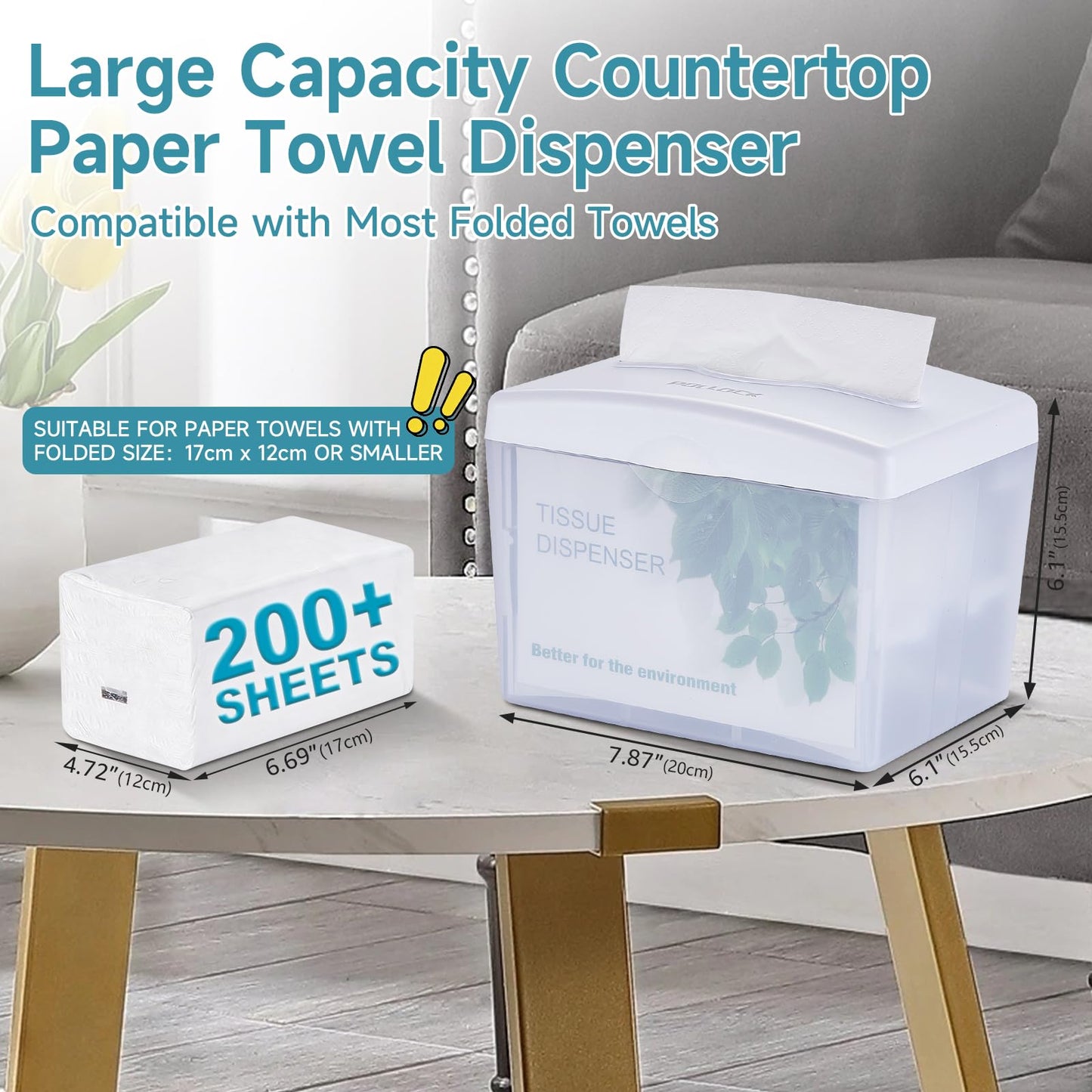 Pollock Countertop Napkin Dispenser, Multifold Paper Towel Dispenser White