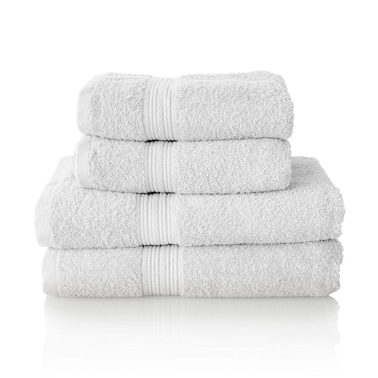 Glart Premium Set of Terry Hand Towels, Range of Terry Towels in 6 Colours and 5 Sizes, Colour: White, 2X Bath Towels 70 X 140 cm and 2X Hand Towels
